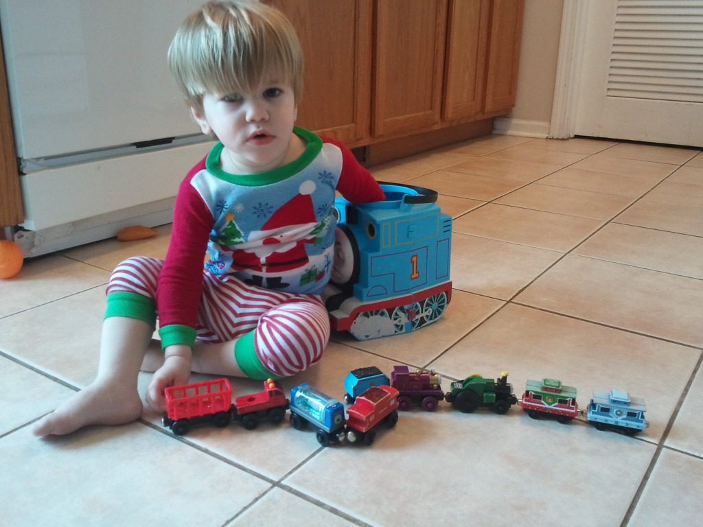 Lucas playing trains