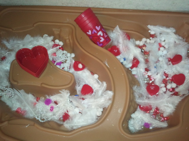 sensory table Valentine's Sensory Table